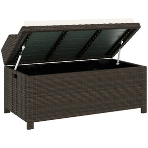 English Elm Storage Bench Outdoor Wicker Pe Rattan Patio Seat with 34 Gallon Cushioned Lid T3971P444632