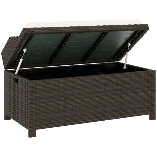 English Elm Storage Bench Outdoor Wicker Pe Rattan Patio Seat with 34 Gallon Cushioned Lid T3971P444632