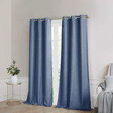 SunSmart Como Modern/Contemporary Tonal Printed Faux Silk Room Darkening Curtain Panel Pair SS40-0179 Blue