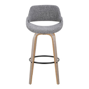English Elm Fixed-height Swivel Barstools with Fabric Seat and Wood Legs for Kitchen Islands Set of 2 B202S01907