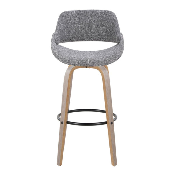 English Elm Fixed-height Swivel Barstools with Fabric Seat and Wood Legs for Kitchen Islands Set of 2 B202S01907