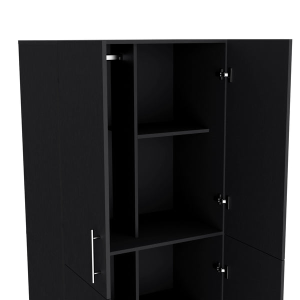 English Elm Armoire Melfa 71" H with 2 doors, 3 drawers and hanging rod for organized, elegant bedroom storage Black 39 L x 23 W x 6 H B097S00122