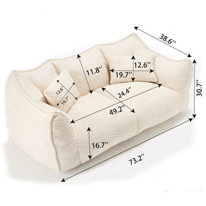 English Elm Soft Plush Foam Beanbag Chair for Two People, Square Recliner Sofa With Superfiber Comfort Embrace Beige W1996P252271