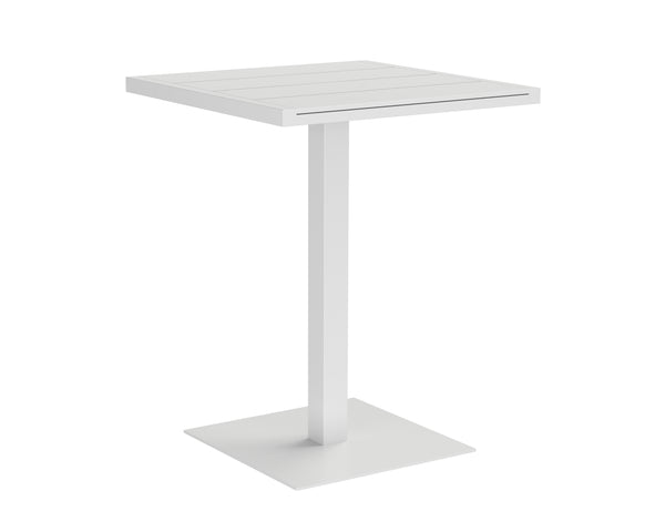 Sunpan Merano Bar Table - Modern Sleek Design with Durable Powder Coated Aluminum for Indoor and Outdoor Use White