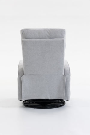 English Elm Short Plush Swivel Recliner Armchair with 360 Degree Rotation for Living Room Grey W547P437355