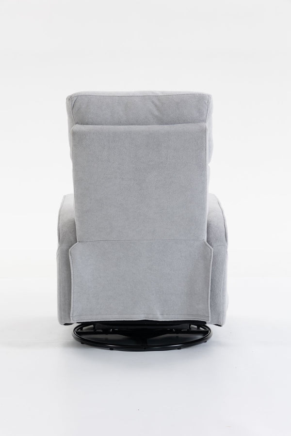 English Elm Short Plush Swivel Recliner Armchair with 360 Degree Rotation for Living Room Grey W547P437355