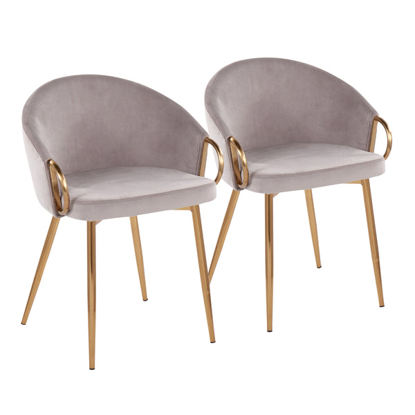 English Elm Claire Glamorous Velvet Dining Chairs In Gold Metal Frame - Set Of 2 For Modern Elegance & Comfort B202S01355