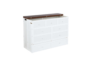 English Elm Murphy Cabinet Bed Full Pine Frame Built in Charging Station Drawer Studio Guest Room W504S00192