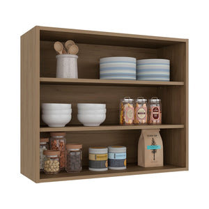 English Elm Natural Oak Wall Mounted Open Shelf Cabinet for Modern Kitchen or Pantry Storage B062P483756