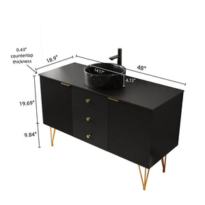 English Elm Gema 48" Pre-Assembled Bathroom Vanity With Storage, Gold Legs, Black Stone Top & Stylish Vessel Sink W2615S00287