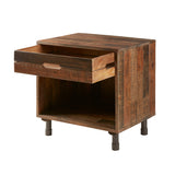 INK+IVY Renu Industrial Solid Wood Nightstand II136-0067 Light Brown Multi