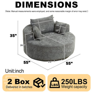 English Elm 55''l 55'l Chenille Swivel Lounge Chair Plush Foam Fill 360 Rotation Modern Living Room W834S00643