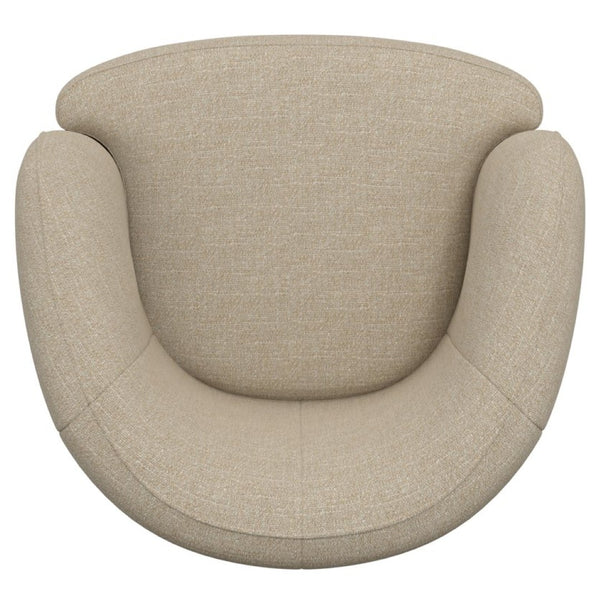 English Elm Swivel Barrel Accent Chair with X Base Foam Seat Neutral Beige Living Room Lounge B2709P496282