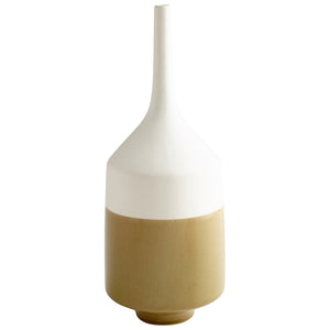 Groove Line Vase White and Olive Crackle 06888 Cyan Design