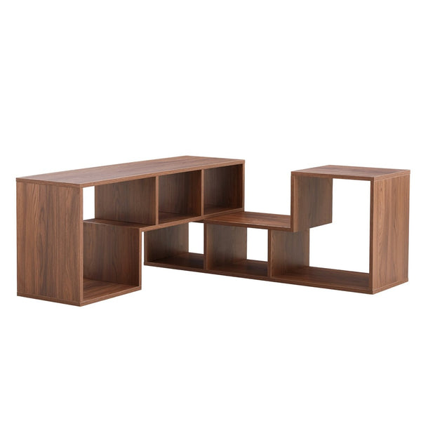 English Elm 2 Piece Modular L-shaped Tv Console Open Shelf Bookcase for Modern Living Rooms W3875P397178