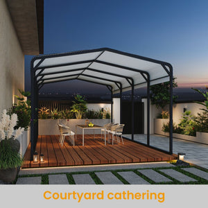 English Elm 12x20ft Steel Peak Roof Carport Heavy Duty Outdoor Shelter for Trucks Boats and Events W1820S00013