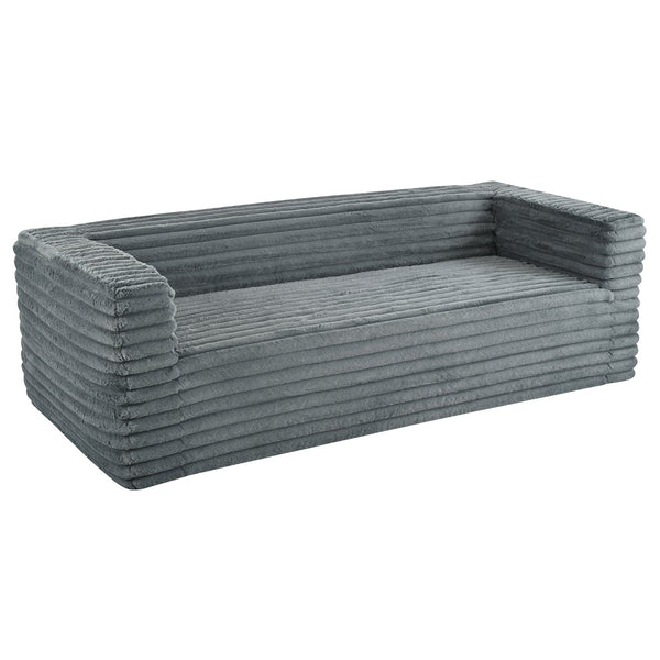 English Elm 89" Modern Corduroy Couch Plush 3-Seat Sofa with Squared Arms, Super Soft Luxury Seating for Living Spaces Grey W680P214252