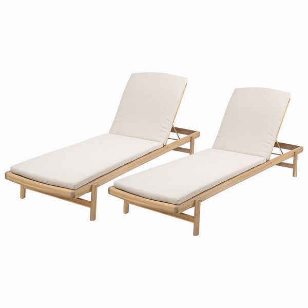 English Elm Christopher Knight Home® - Mallorca Acacia Wood Chaise Lounges Set Of 2 With Water-Repellent Cushions For Outdoor Relaxation N775P263984T