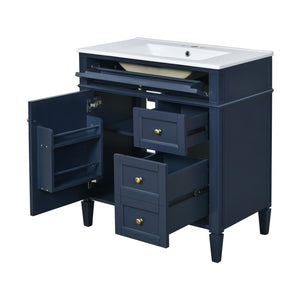 English Elm 30'' Modern Bathroom Vanity With Ceramic Sink, Stylish Storage, 2 Drawers & Tip-Out For Organization N710P250194C