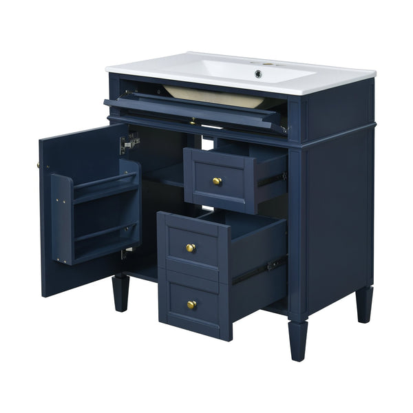 English Elm 30'' Modern Bathroom Vanity With Ceramic Sink, Stylish Storage, 2 Drawers & Tip-Out For Organization N710P250194C