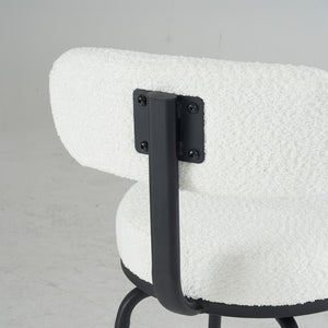 English Elm Modern Bouclé Swivel Bar Stools Set of 2 — Counter Height Fabric Seats with Metal Frame & Footrest, 360° Comfort White W1901P264272