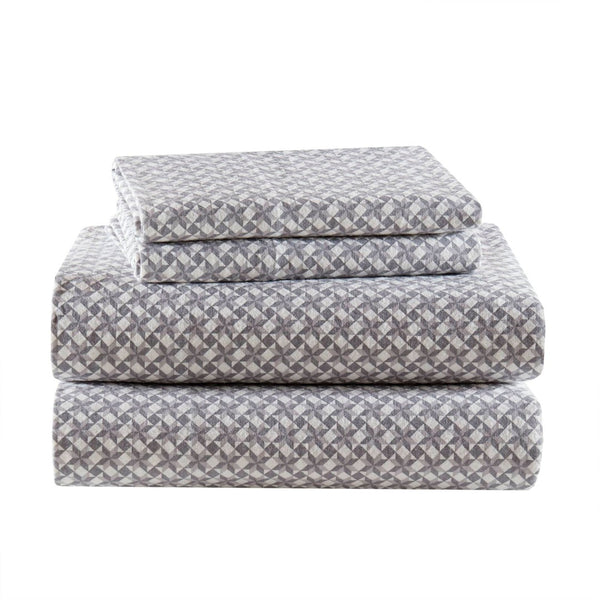 English Elm 4-piece Cal King Cotton Sheet Set Snowflake Print Breathable Wrinkle Resistant Bedding B035P408379