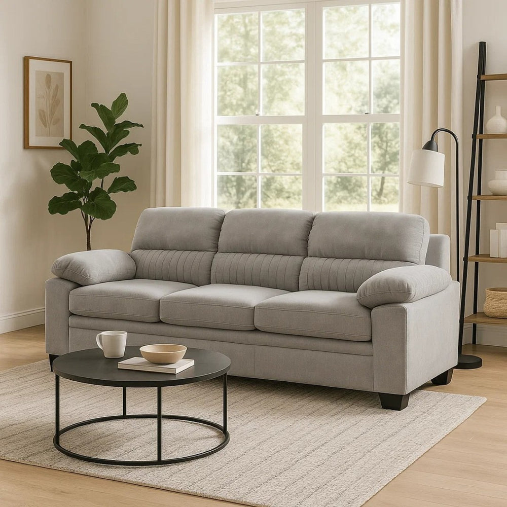 English Elm Hugh Channel Tufted Polyester Sofa with Pocket Coil Cushions for Contemporary Living B056P416895