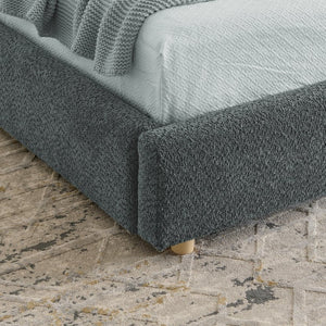 English Elm King Upholstered Storage Bed Curved Headboard Circle Yarn Fabric Modern Minimalist Frame Dark Gray W487S00470