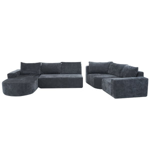 English Elm 139" Oversized Modular Sofa Cloud Sectional with Deep 22.8" Seat Pocket Springs Chenille Comfort for Living Room Grey N719S001730E