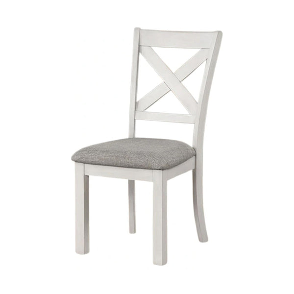 English Elm Rone Cross-back Rubberwood Dining Chairs Set of 2 with Gray Upholstered Cushion Farmhouse B056P417059