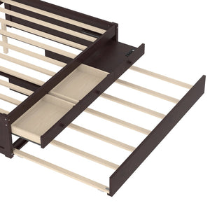 English Elm Twin Triple Metal Bunk Bed Matte Powder Coated Frame with Full Safety Guardrails W1580S00388