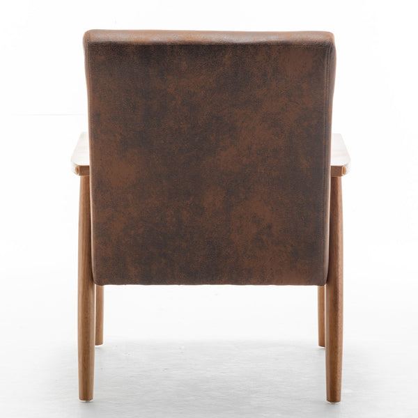 English Elm 25.38'' 25.38" Wide Classic Mid-Century Modern Arm Chair with Solid Wood Arms, Plush Foam & Microfiber Finish Light Brown B2735P271017