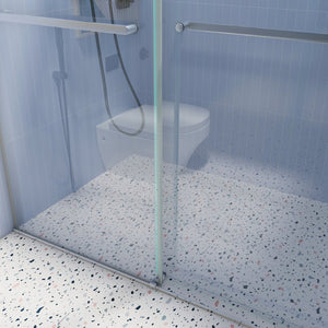 English Elm 44 to 48 Inch Frameless Double Sliding Shower Door Tempered Glass Soft Close Chrome W1573126517