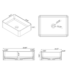 English Elm Vessel Sink Rectangular Matte Gray Quartz Above Counter Bathroom Vanity Modern W3034P280548