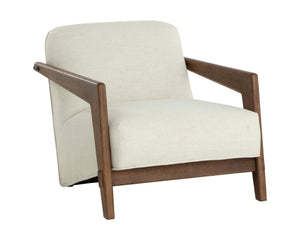 Sunpan Bosco Lounge Chair - Mid-century Modern Design With Plush Geralt Linen Upholstery & Oak Frame Cream Fabric 111960