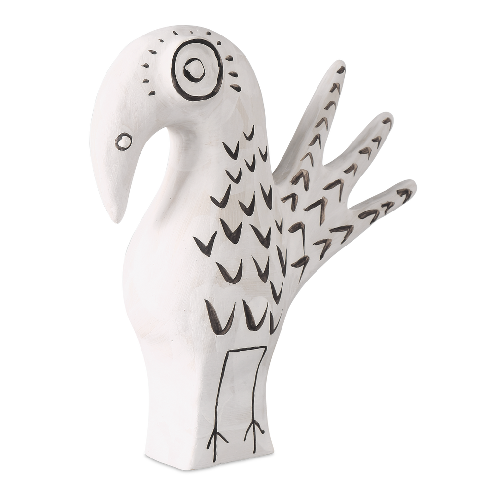Norman the Peacock: Exquisite Handmade Porcelain Vessel with Whimsical Black Details, 12” Tall