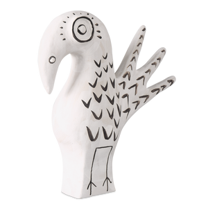 Norman the Peacock: Exquisite Handmade Porcelain Vessel with Whimsical Black Details, 12” Tall