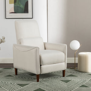 English Elm Christopher Knight Home® - Push Recliner Chair Beige Fabric Upholstered Small Space Fatigue-Reliever with Rubberwood Legs, Safe Protection Plate N771P210116M