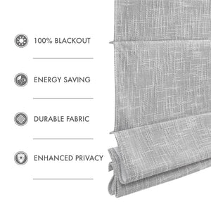 English Elm 1-piece Cordless Roman Shade Linen Look Blackout Polyester Viscose Bedroom Window B035P437524