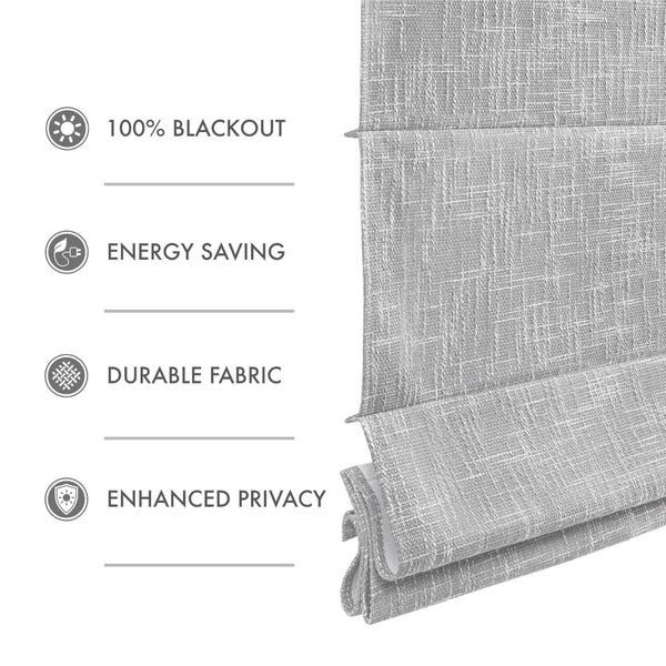 English Elm 1-piece Cordless Roman Shade Linen Look Blackout Polyester Viscose Bedroom Window B035P437524
