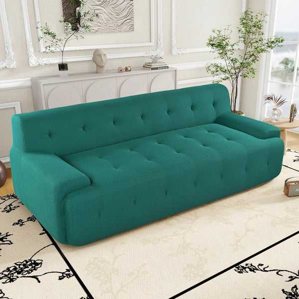 English Elm U_Style 86.2" Modern Tufted Upholstered 3-Seat Sofa with Foam+Pocket Spring, Plush Living Room Comfort Green N711P206619C