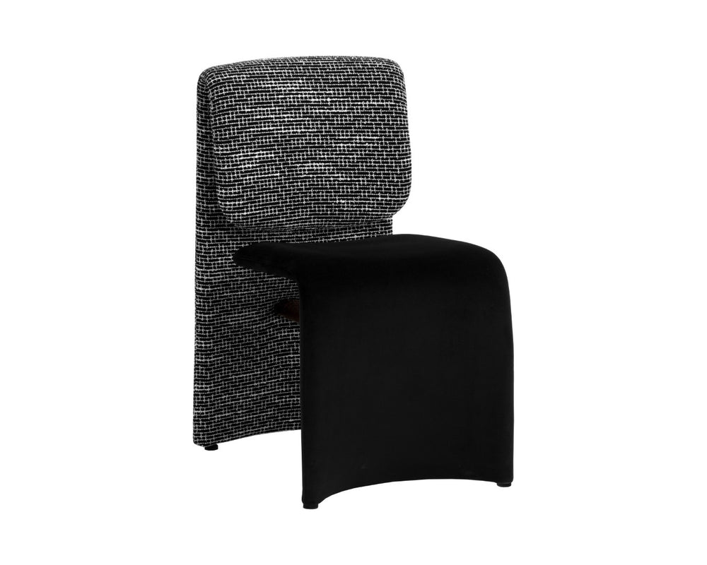Sunpan DUNNINGTON Dining Chair - Modern Elegance with Textured Upholstery and Sleek Metal Support Design Black 112874