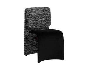 Sunpan DUNNINGTON Dining Chair - Modern Elegance with Textured Upholstery and Sleek Metal Support Design Black 112874