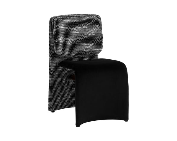 Sunpan DUNNINGTON Dining Chair - Modern Elegance with Textured Upholstery and Sleek Metal Support Design Black 112874