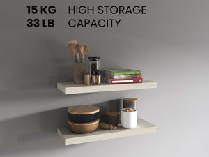 English Elm Floating Shelves - White Washed Oak Set Of 2 For Modern Decor, Minimalist Display & Easy Installation B097P369455-GIGA