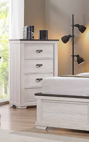 English Elm 1pc Farmhouse Four-Drawer Chest Beige Gray-White Finish Solid Wood Rustic Bedroom Storage 31.1x17.1x47.5 B011P234274