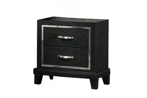 English Elm Contemporary Matte Black Nightstand with Chrome Accents Tapered Legs and Usb Charging B011P447447