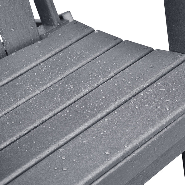 English Elm Folding Adirondack Chair HDPE All-Weather Patio Seat — Ergonomic, Foldable, Water & Heat Resistant Grey W1889P408674