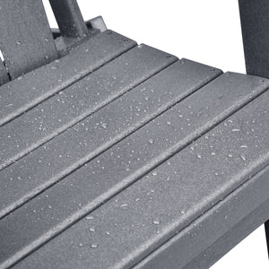 English Elm Folding HDPE Adirondack Chair Set with Side Table, All-Weather Foldable Patio Seating, Ergonomic Comfort Grey W1889P408657