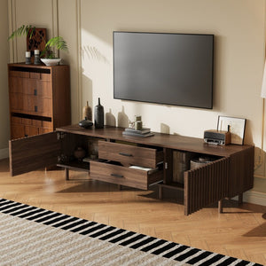 English Elm 70inch Rattan Door Media Console with Iron Legs Natural Wood Finish Living Room N710P429516Q